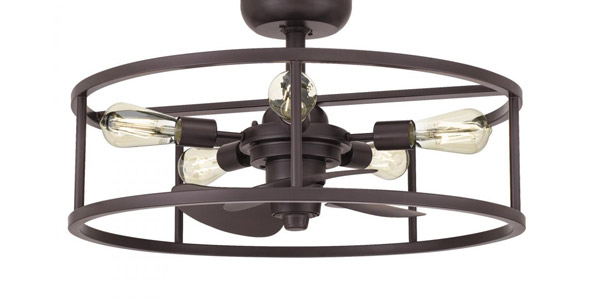 New Harbor Collection 23.75” 6-Light Fandelier in Light Western Bronze with Remote Control Quoizel NHR3124WT