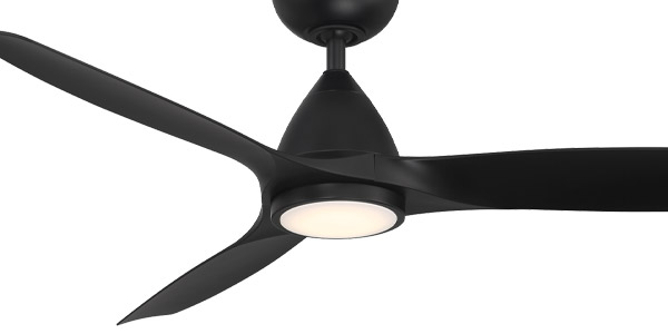 Skylark Collection 54” 3-Blade Smart Ceiling Fan in Matte Black with White LED Lens Modern Forms FR-W2202-54LMB