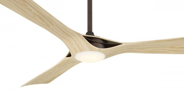 Bridge Collection 60” 3-Blade Smart Ceiling Fan in Dark Bronze with White Oak Blades and Etched PC LED Lens Minka Aire F668L-DB/WTO