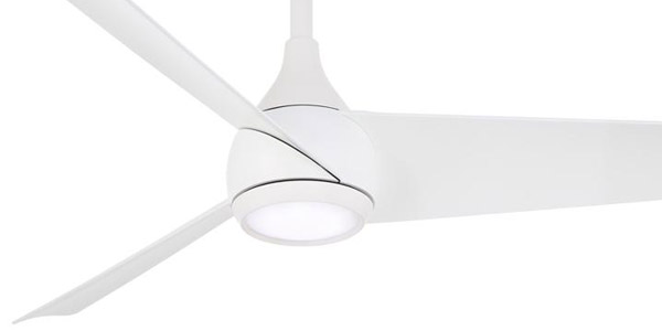 Twist Collection 52” 3-Blade Ceiling Fan in Flat White with Flat White Blades and Etched LED Lens Minka Aire F678L-WHF